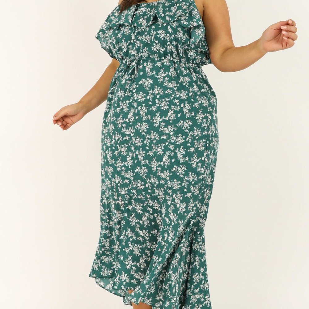 Showpo Chasing Butterflies Green Maxi Dress Sz 1X